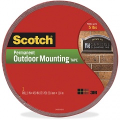 Scotch Exterior Weather-Resistant Double-Sided Tape with Red Liner (4011LONG)