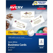 Avery Clean Edge(R) Business Cards, Uncoated, Two-Sided Printing, 2" x 3-1/2", 1,000 Cards (5874)