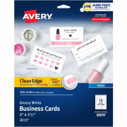 Avery Clean Edge(R) Business Cards, Two-Side Printable, Glossy/Matte Back, 2" x 3-1/2", 200 Cards (8859)