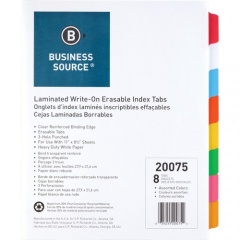 Business Source Laminated Write-On Tab Indexes (20075)