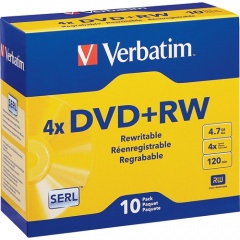 Verbatim DVD+RW 4.7GB 4X with Branded Surface - 10pk Jewel Case (94839)