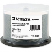 Verbatim DVD+R DL 8.5GB 8X DataLifePlus White InkJet Printable, Hub Printable - 50pk Spindle (98319)