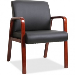 Lorell Black Leather Wood Frame Guest Chair (40202)