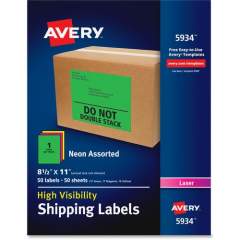 Avery&reg; High-Visibility Shipping Labels - Full Sheet