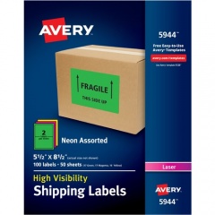 Avery High Visibility Neon Shipping Labels (5944)