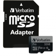 Verbatim 32GB Pro 600X microSDHC Memory Card with Adapter, UHS-I U3 Class 10 (47041)