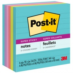Post-it Super Sticky Lined Notes - Miami Color Collection (6756SSMIA)