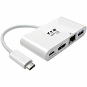 Tripp Lite USB C to HDMI Multiport Video Adapter Converter w/ USB-A Hub, USB-C PD Charging, Gigabit Ethernet Port, Thunderbolt 3 Compatible, USB Type C to HDMI, USB Type-C (U44406NHGUC)