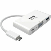 Tripp Lite USB C to VGA Multiport Video Adapter Converter w/ USB-A Hub, & USB-C PD Charging, Thunderbolt 3 Compatible, USB Type C to VGA, USB-C to VGA, USB Type-C to VGA (U44406NVUC)