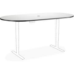 Safco Electric Adjustable Table Gray Racetrack Tabletop