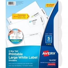 Avery Big Tab Printable Large White Label Dividers (14438)