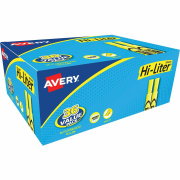 Avery Hi-Liter(R) Desk-Style Highlighters, SmearSafe(R), Chisel Tip, 36 Fluorescent Yellow Highlighters (98208)