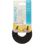Velcro Brand ONE-WRAP Thin Ties, 8in x 1/2in, Black, 50ct (95172)