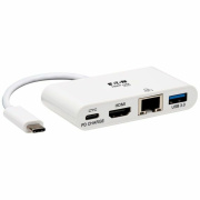 Tripp Lite USB C to HDMI Multiport Video Adapter Converter w/ USB-A Hub, USB-C PD Charging Port & Gigabit Ethernet Port, Thunderbolt 3 Compatible, USB Type C to HDMI, USB Type-C (U44406NH4GUC)