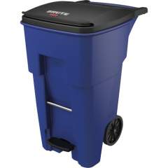 Rubbermaid Commercial 1971970 65 Gallon BRUTE Step-On Rollout Container - Blue