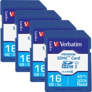 Verbatim Premium 16 GB Class 10 SDHC - 4 Pack (96808BX)