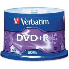 Verbatim AZO DVD+R 4.7GB 16X with Branded Surface - 50pk Spindle (95037)