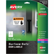 Avery Surface Safe(R) Sign Labels, 3-1/2" x 5", Removable Adhesive, Water & Chemical Resistant, 60 Labels (61514)