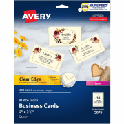 Avery Clean Edge(R) Business Cards, Ivory, True Print(R) Two-Sided Printing, 2" x 3-1/2", 200 Cards (5876)