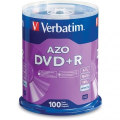 Verbatim AZO DVD+R 4.7GB 16X with Branded Surface - 100pk Spindle (95098)