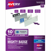 The Mighty Badge(R) by Avery Professional Reusable Name Badge System, Silver, 1" x 3" ID Badges, 10 Durable, Reusable Name Tags, 80 Inserts for Inkjet Printers (71205)