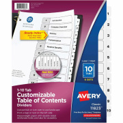 Avery Ready Index(R) 10-Tab Binder Dividers, Customizable Table of Contents, Classic White Tabs, 6 Sets (11823)