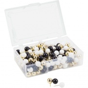 U Brands Sphere Push Pins, Black, White and Gold, 200-Count (3084U06-24)