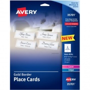 Avery Laser, Inkjet Printable Place Card - Gold, White (35701)