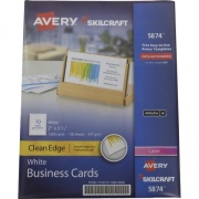 Skilcraft Clean Edge Laser, Inkjet Business Card - White (6880800)