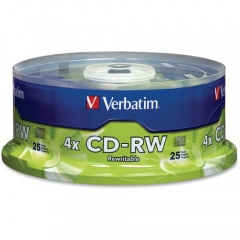 Verbatim CD-RW 700MB 2X-4X with Branded Surface - 25pk Spindle (95169)
