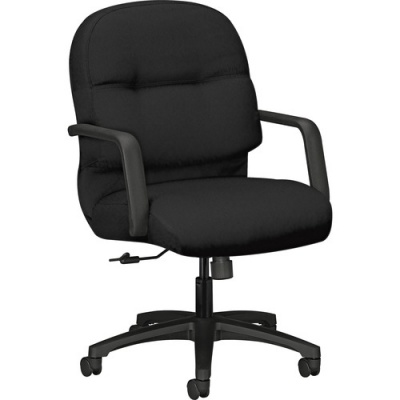 HON Pillow-Soft Mid-Back Chair | Center-Tilt | Fixed Arms | Black Fabric (2092CU10T)