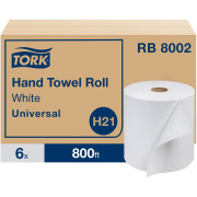 Tork Hand Towel Roll, White, Universal, H21, Large, Disposable, 100% Recycled, 1-Ply, 6 Rolls x 800 ft - RB8002