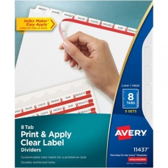 Avery Print & Apply Clear Label Dividers - Index Maker Easy Apply Label Strip (11437)