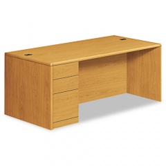 HON 10700 Series Single Pedestal Desk with Full-Height Pedestal on Left, 72" x 36" x 29.5", Harvest (10788LCC)