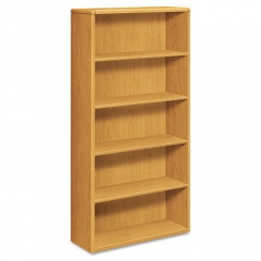 HON 10700 Series Wood Bookcase, Five Shelf, 36w x 13 1/8d x 71h, Harvest (10755CC)