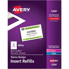 Avery Laser/Inkjet Badge Insert Refills (5390)