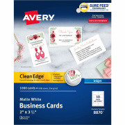 Avery Clean Edge(R) Business Cards, True Print(R) Matte, Two-Sided Printing, 2" x 3-1/2", 1,000 Cards (8870)