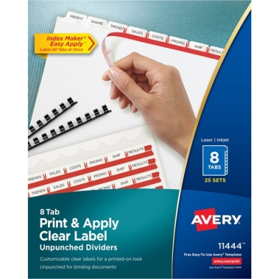 Avery Print & Apply Label Unpunched Dividers - Index Maker Easy Apply Label Strip (11444)