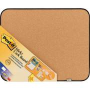 Post-it&reg; Sticky Cork Board, 18" x 22", Gray and Black, Includes Command&trade; Fasteners