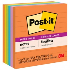 Post-it Super Sticky Lined Notes - Rio de Janeiro Color Collection (6756SSUC)