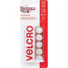 Velcro Brand Sticky Back Circles, 5/8in Circles, White, 15ct (90070)