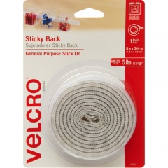 Velcro Brand Sticky Back Tape, 5ft x 3/4in Roll, White (90087)