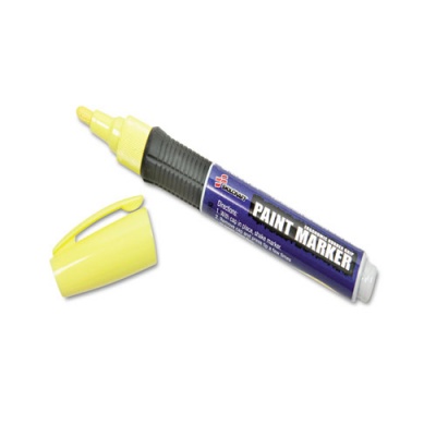 AbilityOne 7520015889097 SKILCRAFT Paint Marker, Ergonomic Rubber Grip, Medium Bullet Tip, Yellow, 6/Pack