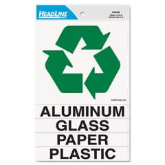 Headline Sign Self-Stick Recycled Combo Decal, Paper/Plastic/Glass/Aluminum, 5.25 x 6 - 0.88 x 6, White/Green, Kit (4459)