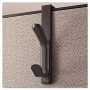 Universal Recycled Cubicle Double Coat Hook, Plastic, Charcoal (08607)