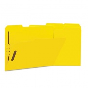 Universal Deluxe Reinforced Top Tab Fastener Folders, 2 Fasteners, Letter Size, Yellow Exterior, 50/Box (13524)