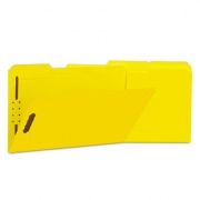 Universal Deluxe Reinforced Top Tab Fastener Folders, 2 Fasteners, Legal Size, Yellow Exterior, 50/Box (13528)