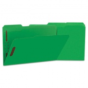 Universal Deluxe Reinforced Top Tab Fastener Folders, 2 Fasteners, Legal Size, Green Exterior, 50/Box (13526)
