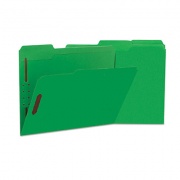 Universal Deluxe Reinforced Top Tab Fastener Folders, 2 Fasteners, Letter Size, Green Exterior, 50/Box (13522)