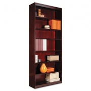 Alera Square Corner Wood Veneer Bookcase, Seven-Shelf, 35.63"w x 11.81"d x 83.86"h, Mahogany (BCS78436MY)